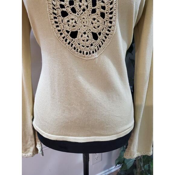 INC International Concepts Womens Beige Rayon Crochet Round Neck Sweater Large - Picture 3 of 14